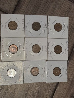 Lot of 9 Canada 1 Cent Error and Variety Coins