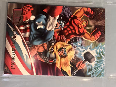 1996 Marvel Universe Marvel Onslaught Avengers Assemble Fleer Card # 70