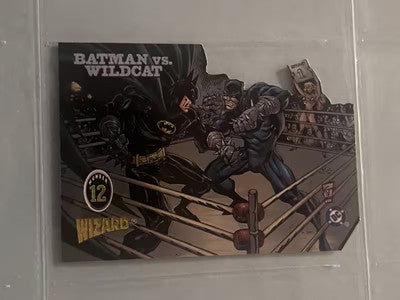 1996 DC Wizard Magazine Insert Card Batman vs Wildcat #12 Die Cut Card