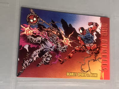 1996 Marvel Spider-Man Premium Red Rumbles Scarlet Spider Vs Kaine # 43 Card
