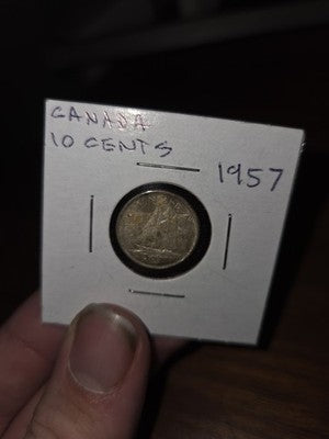 1957 Canadian Dime 80% Silver Coin