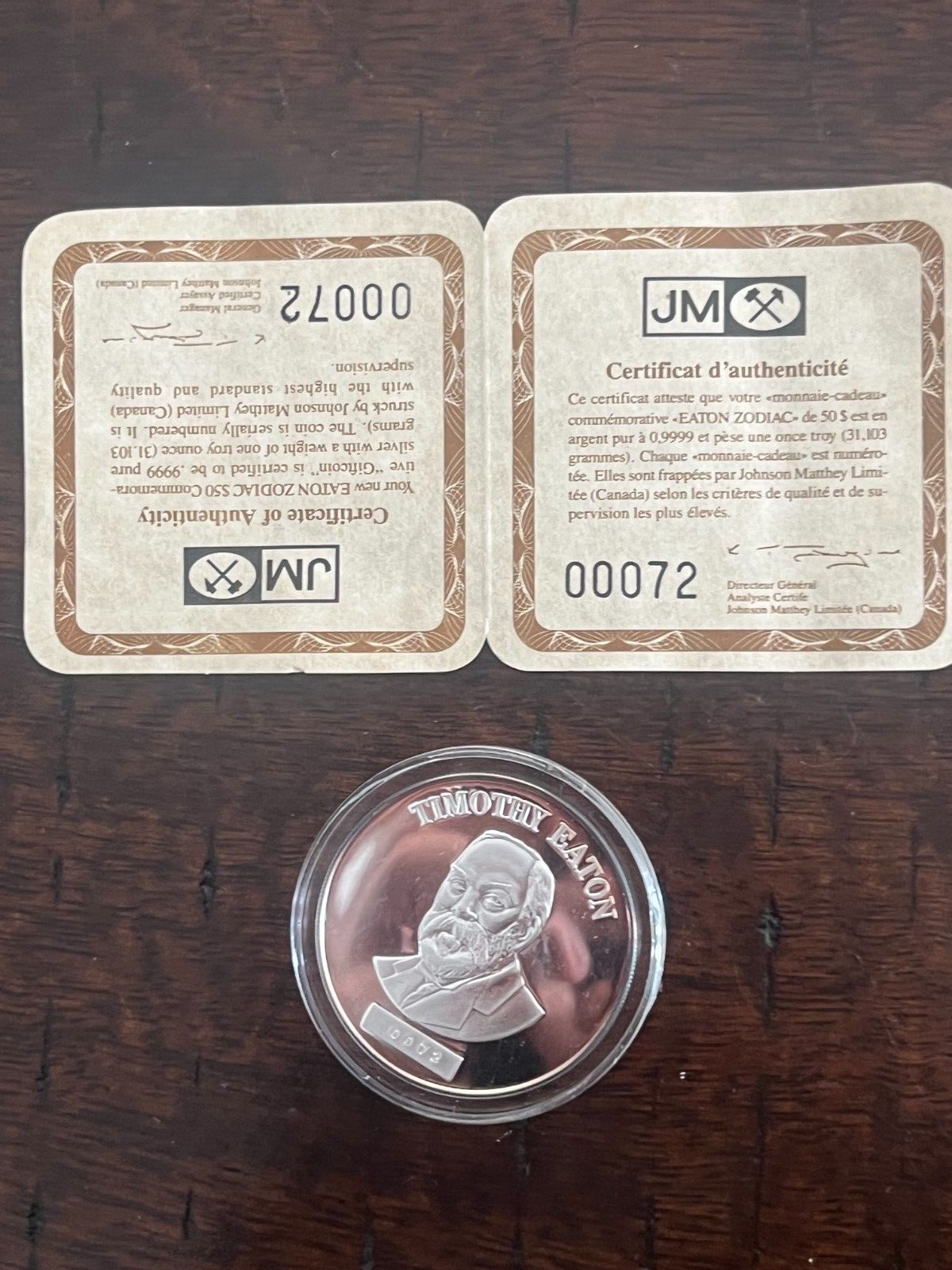Canada Johnson Matthey JM $50 Eaton Zodiac Sagittarius (NO CLAMSHELL)