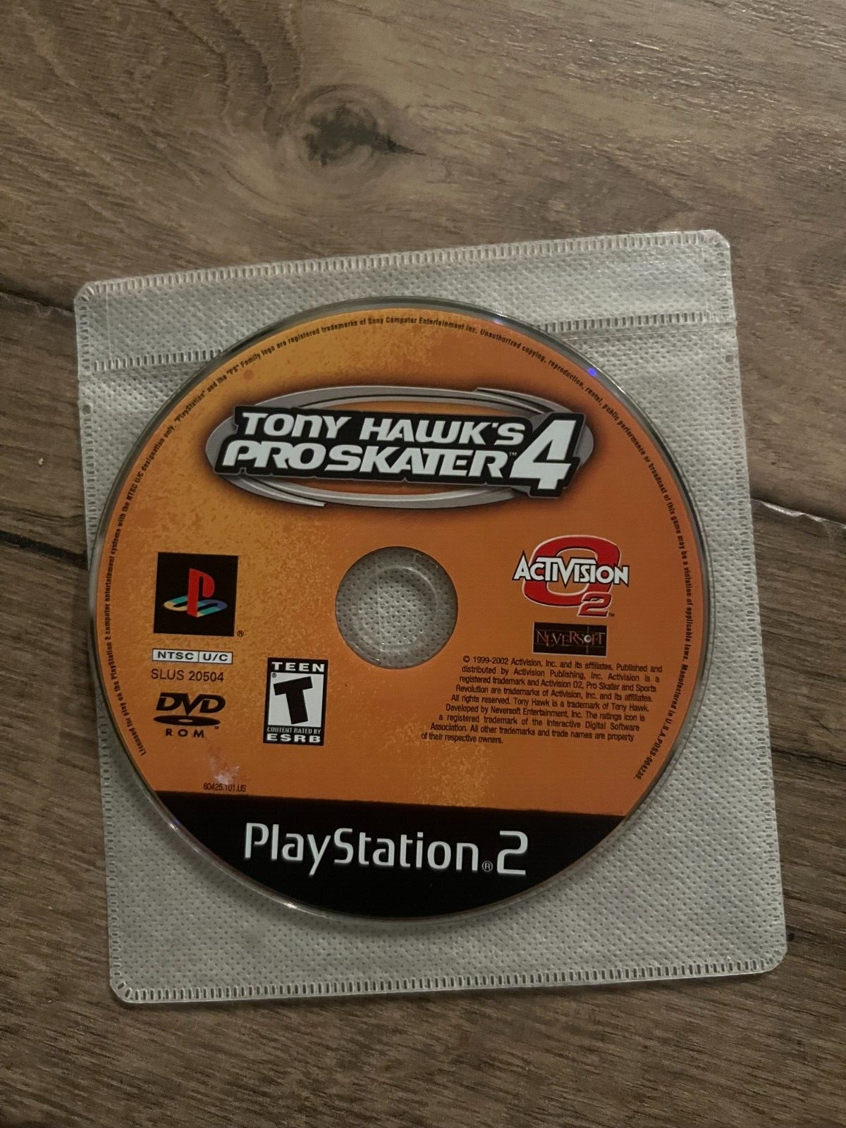 Tony Hawk's Pro Skater 4 (Sony PlayStation 2, 2002) DISC ONLY