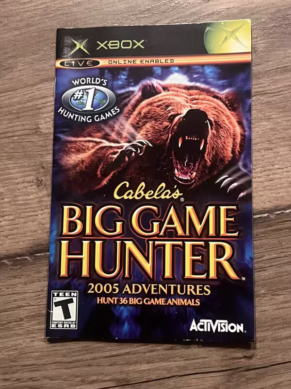 Cabela's Big Game Hunter 2005 Adventures (Microsoft Xbox, 2004) MANUAL ONLY