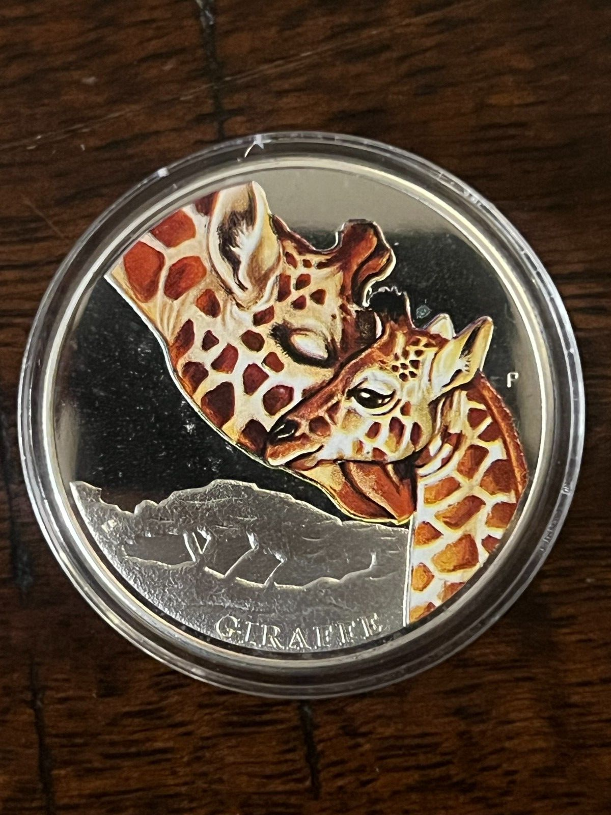 2012 Tuvalu $20 Fine Silver Coin: Mother's Love - Giraffe And Calf (COIN ONLY)