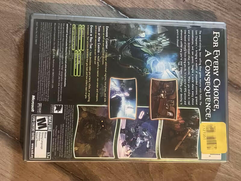 Fable The Lost Chapters: Best Of Platinum Hits (Microsoft Xbox, 2005) NO MANUAL