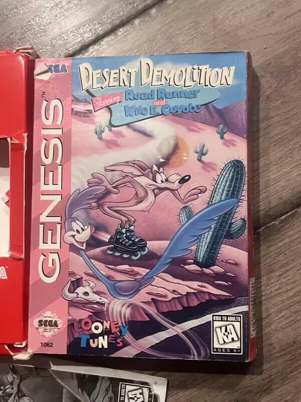 Desert Demolition (Sega Genesis 1994) WITH MANUAL NO REGISTRATION CARD