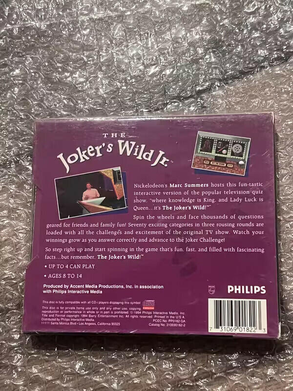 The Joker's Wild! Jr. (Philps CD-i CDI, 1994) BRAND NEW SEALED WITH SLIP COVER
