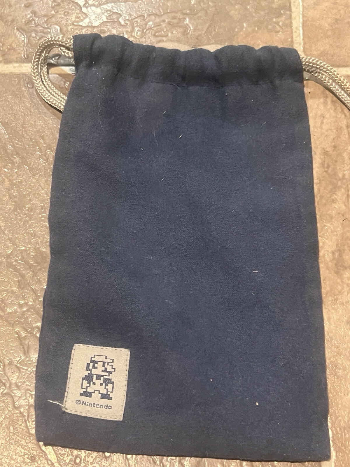 Club Nintendo Official Drawstring Pouch Mario Kinahaku Blue Grey Reversible