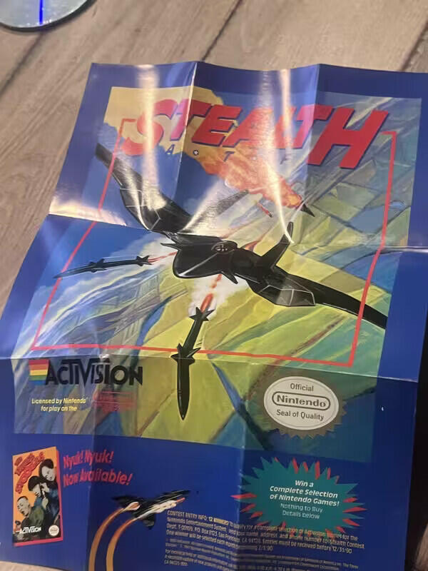 Vintage 1989 Nintendo Nes Stealth ATF Poster Only Promo
