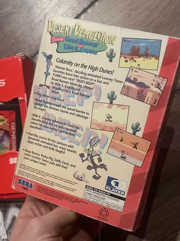 Desert Demolition (Sega Genesis 1994) WITH MANUAL NO REGISTRATION CARD