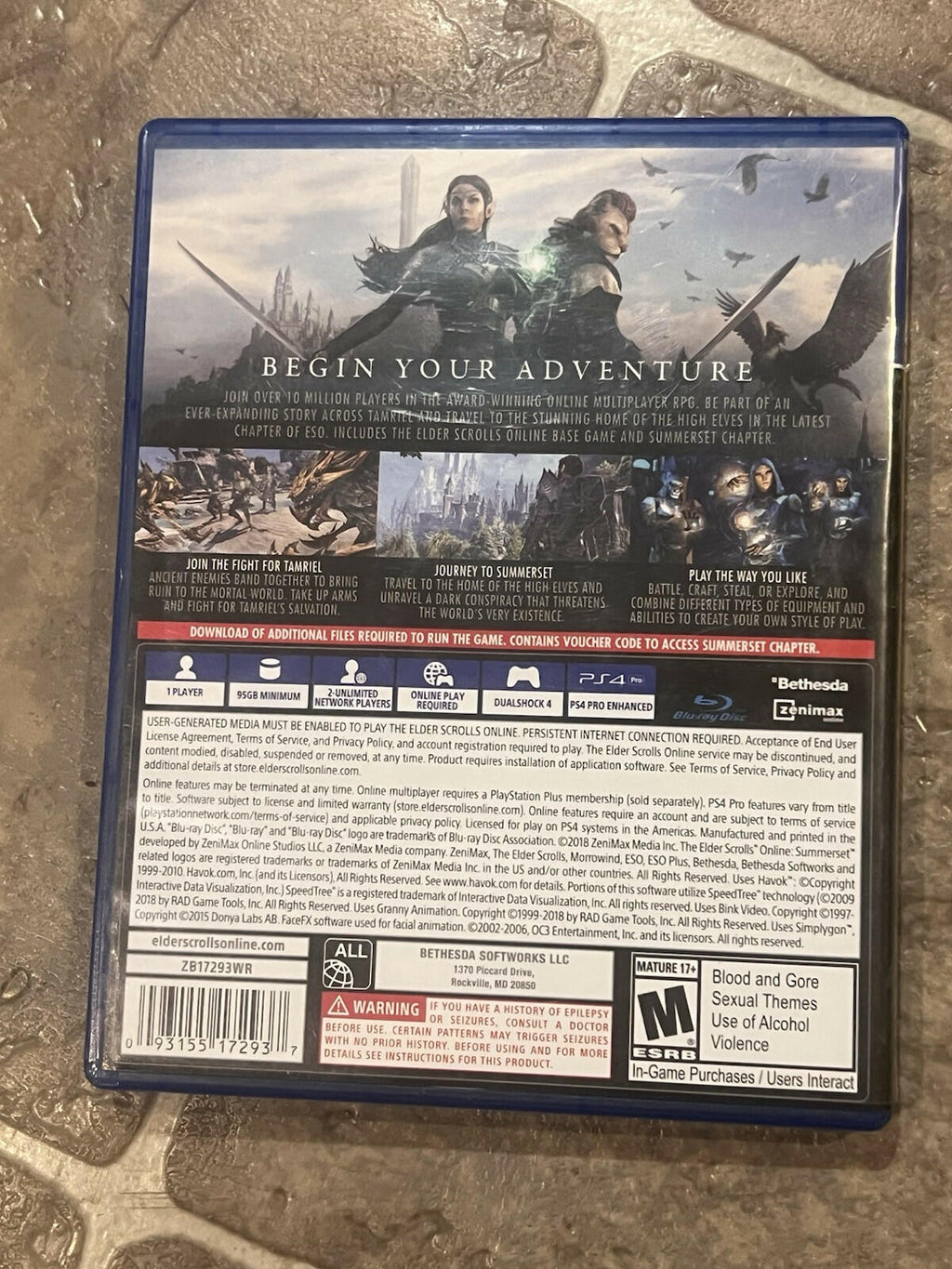 Elder Scrolls Online: Summerset (Sony Playstation 4 PS4, 2018) CIB COMPLETE