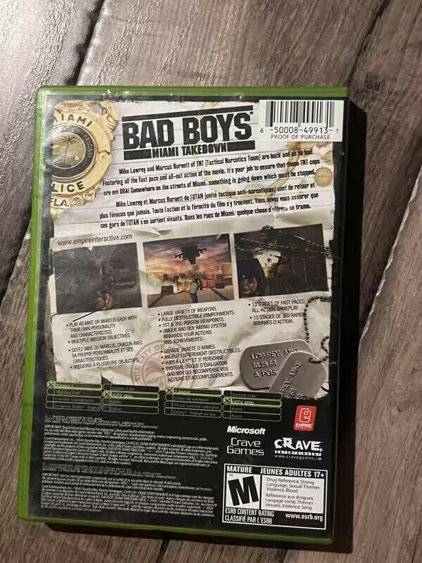 Bad Boys Miami Takedown (Microsoft Xbox, 2004) CIB