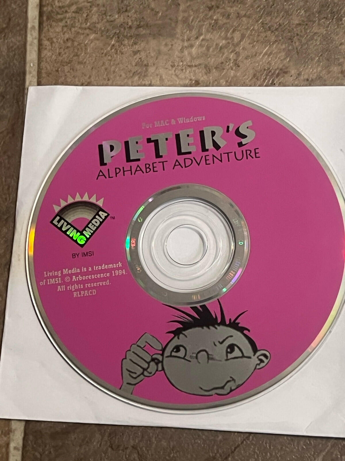 Peter's Alphabet Adventure Living Media (Mac & Windows, 1994) DISC ONLY