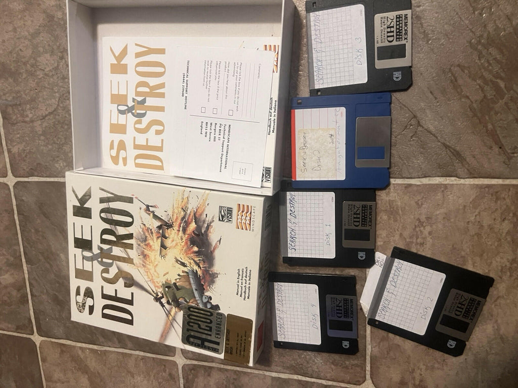Commodore Amiga Seek & Destroy CIB COMPLETE IN BOX COPIED DISKS