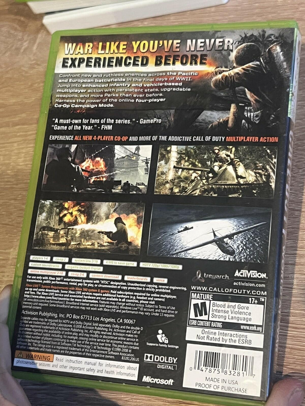 Call of Duty World at War (Microsoft Xbox 360, 2008) CIB COMPLETE