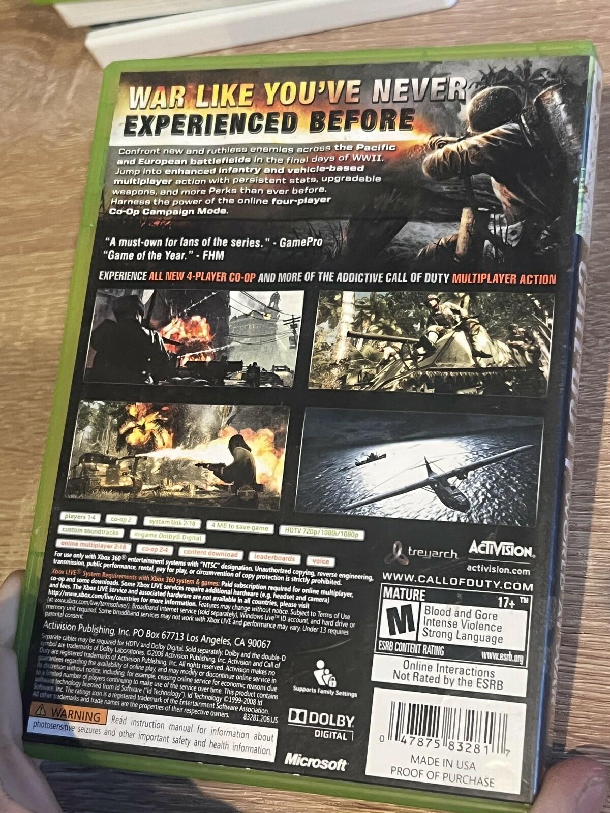 Call of Duty World at War (Microsoft Xbox 360, 2008) CIB COMPLETE