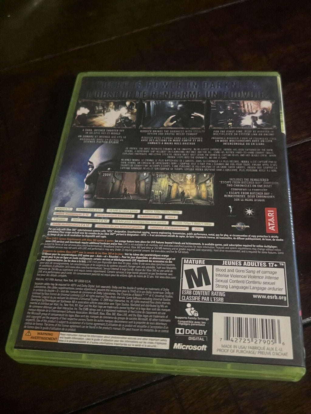 Chronicles of Riddick: Assault on Dark Athena (Microsoft Xbox 360, 2009) CIB