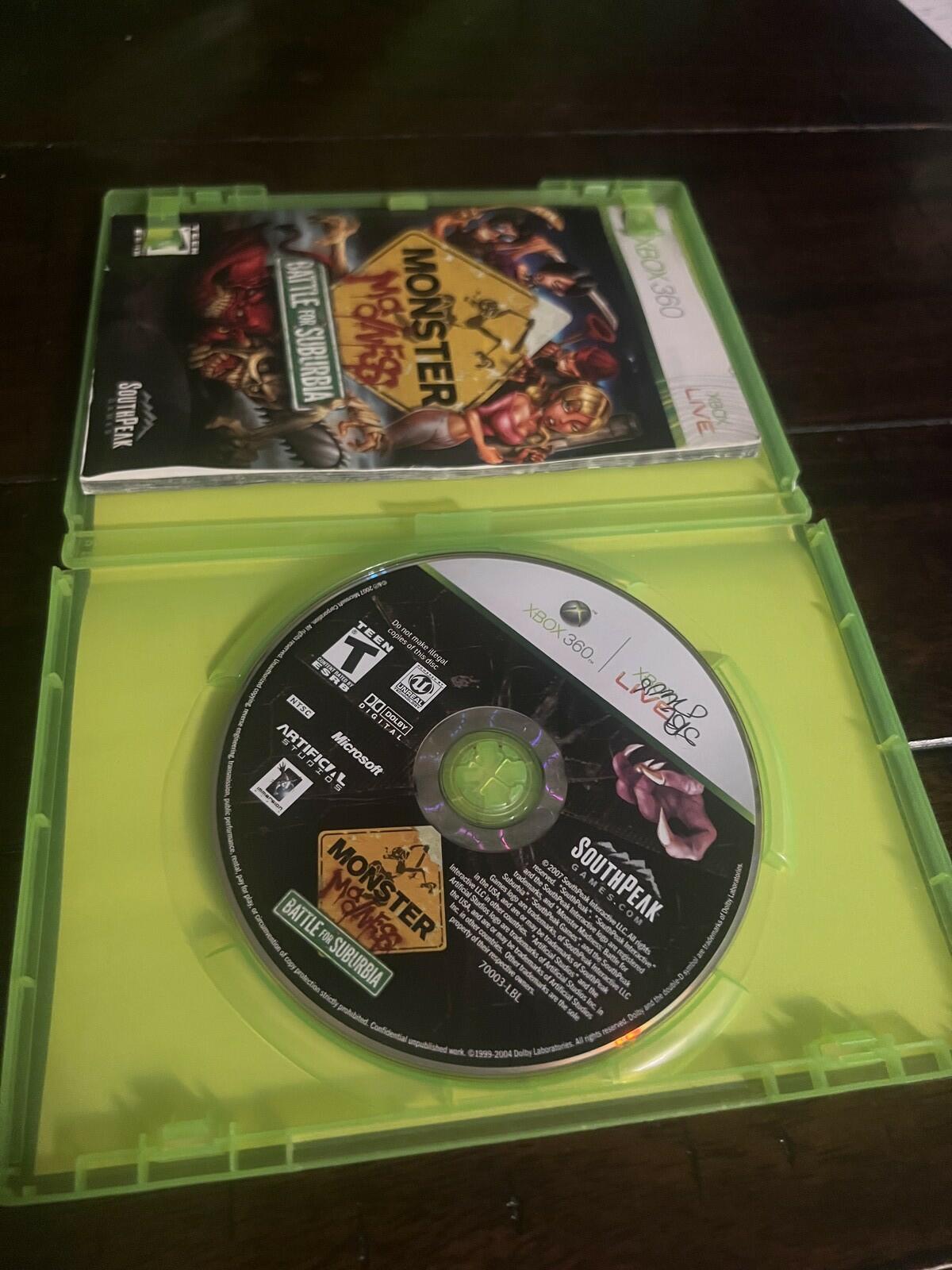 Monster Madness Battle for Suburbia (Microsoft Xbox 360, 2007) CIB COMPLETE