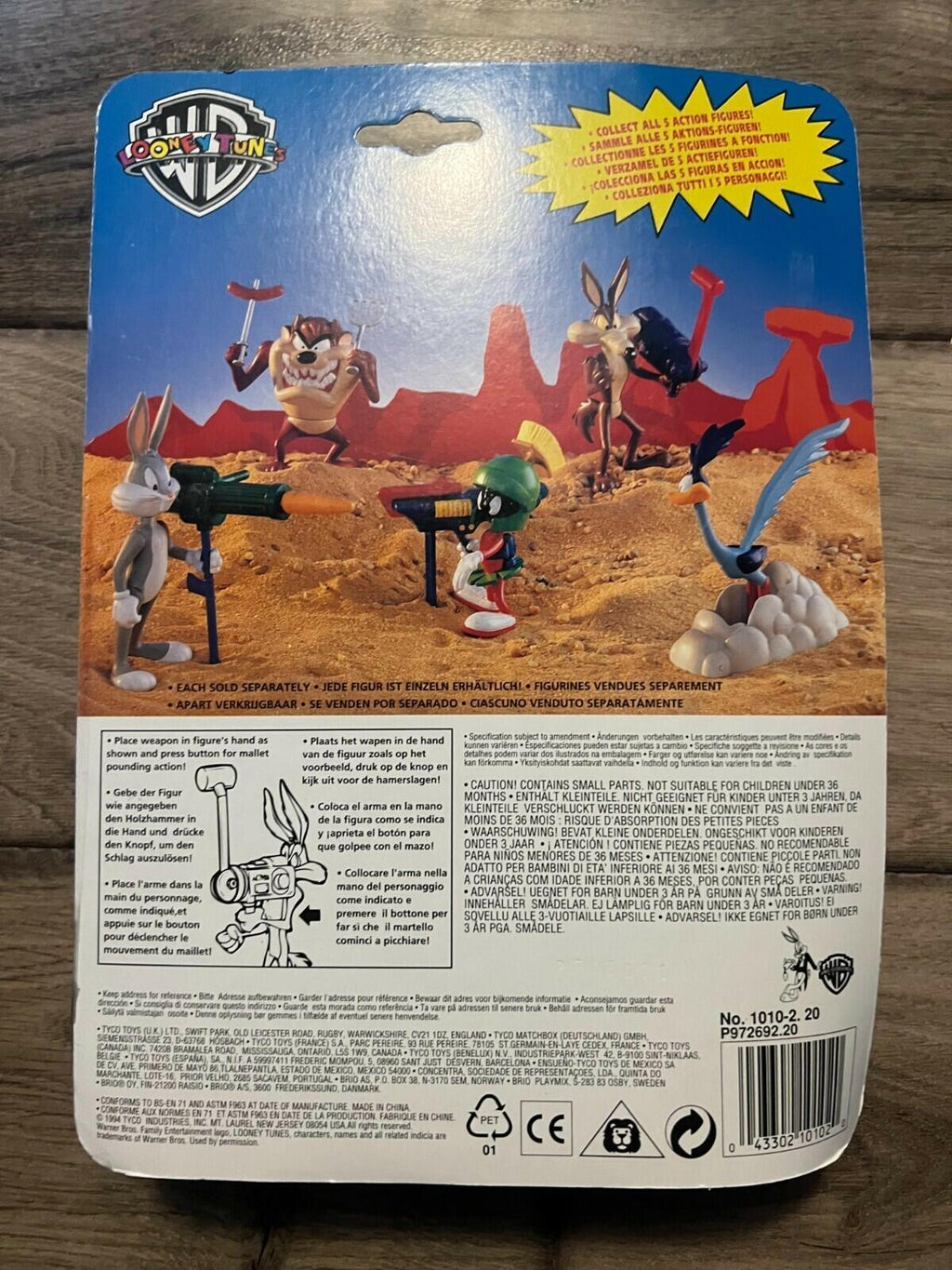 Tyco Looney Tunes Wile E. Coyote With Backfiring Acme Mallet 1993 NEW