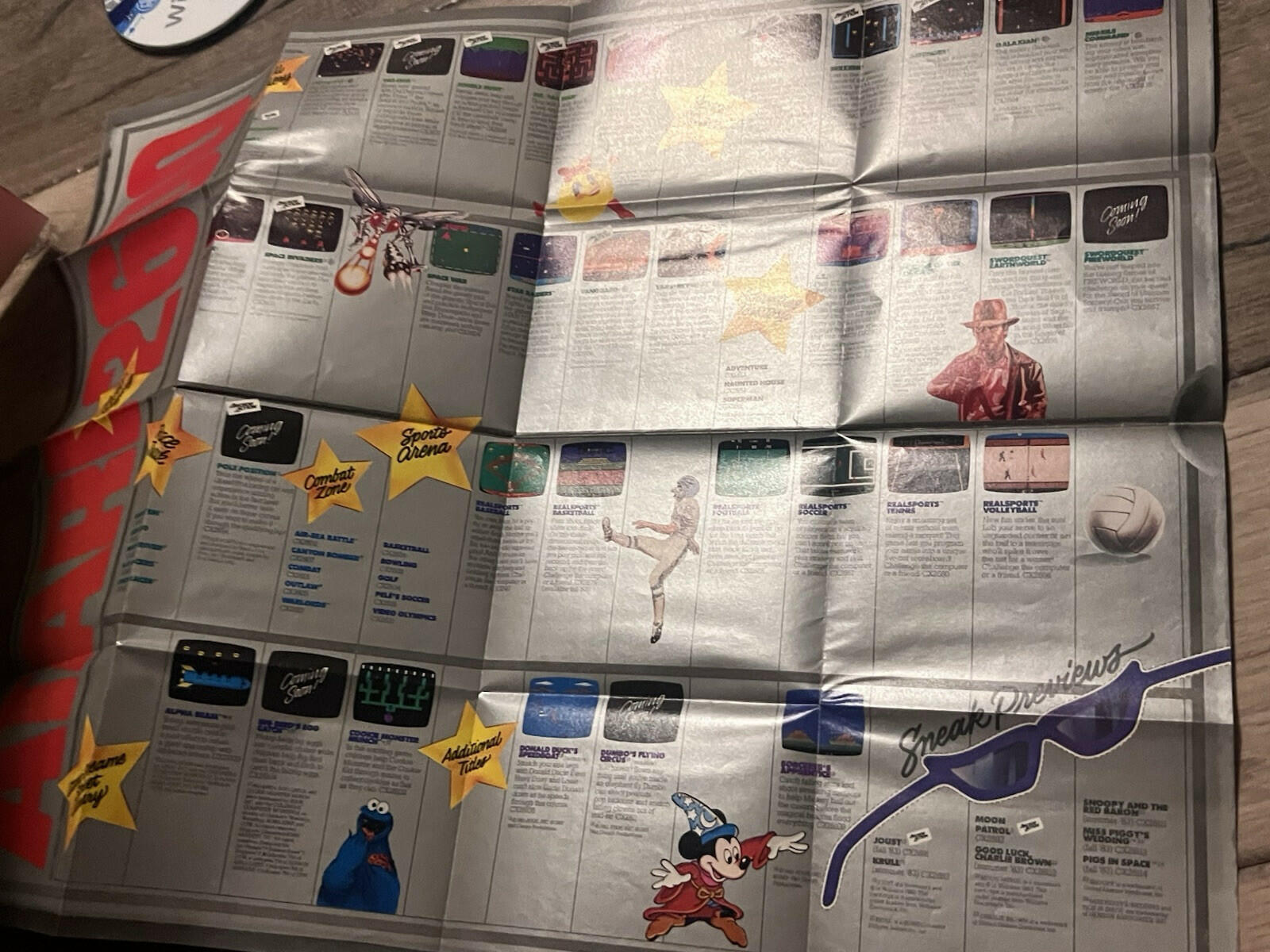 Atari 2600 5200 1983 ATARI Stars Fold Out Promo Poster Video Game Manual Catalog