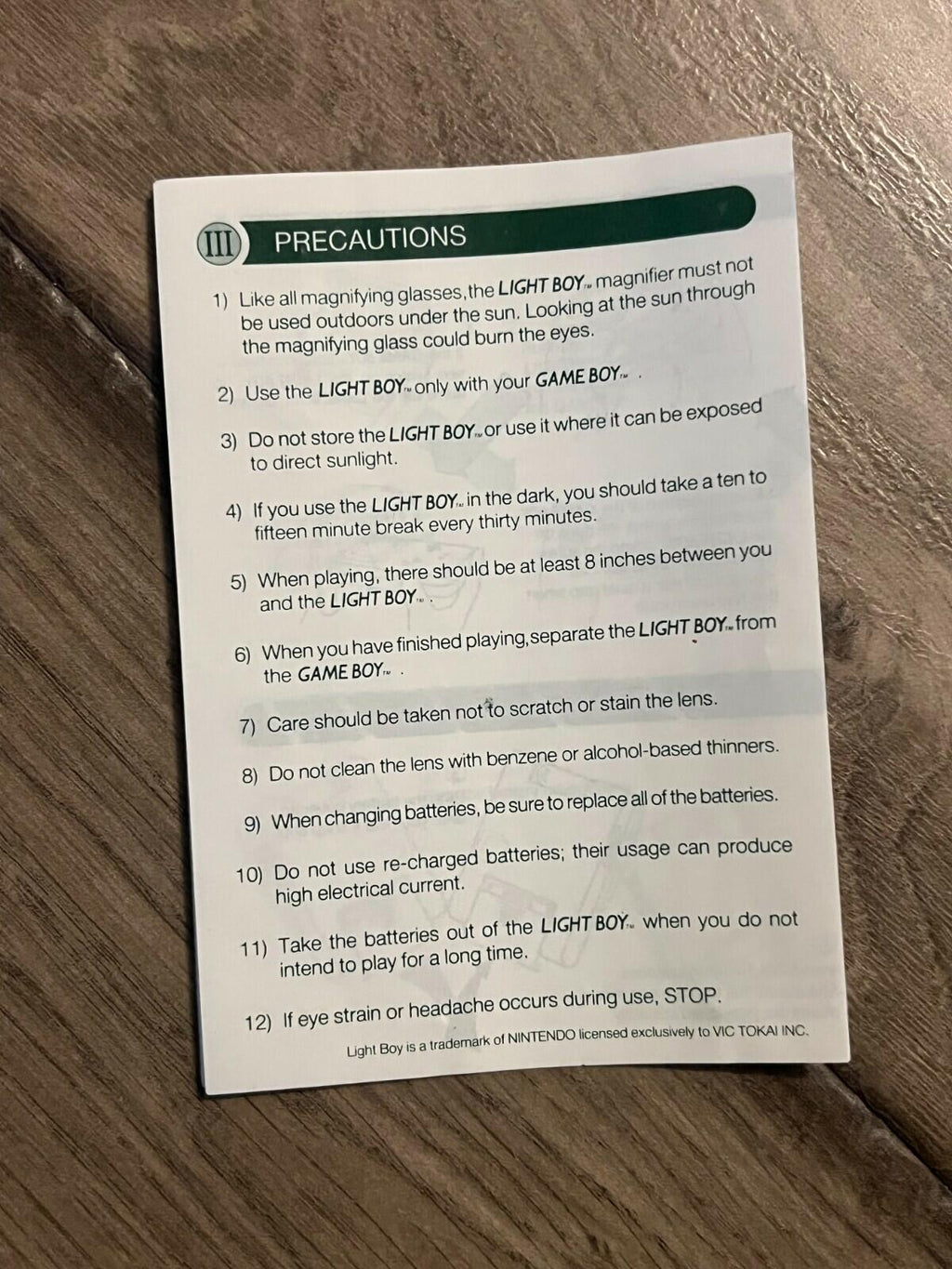 Nintendo Gameboy VIC TOKAI Light Boy Accessory Magnifier 1990 w Box