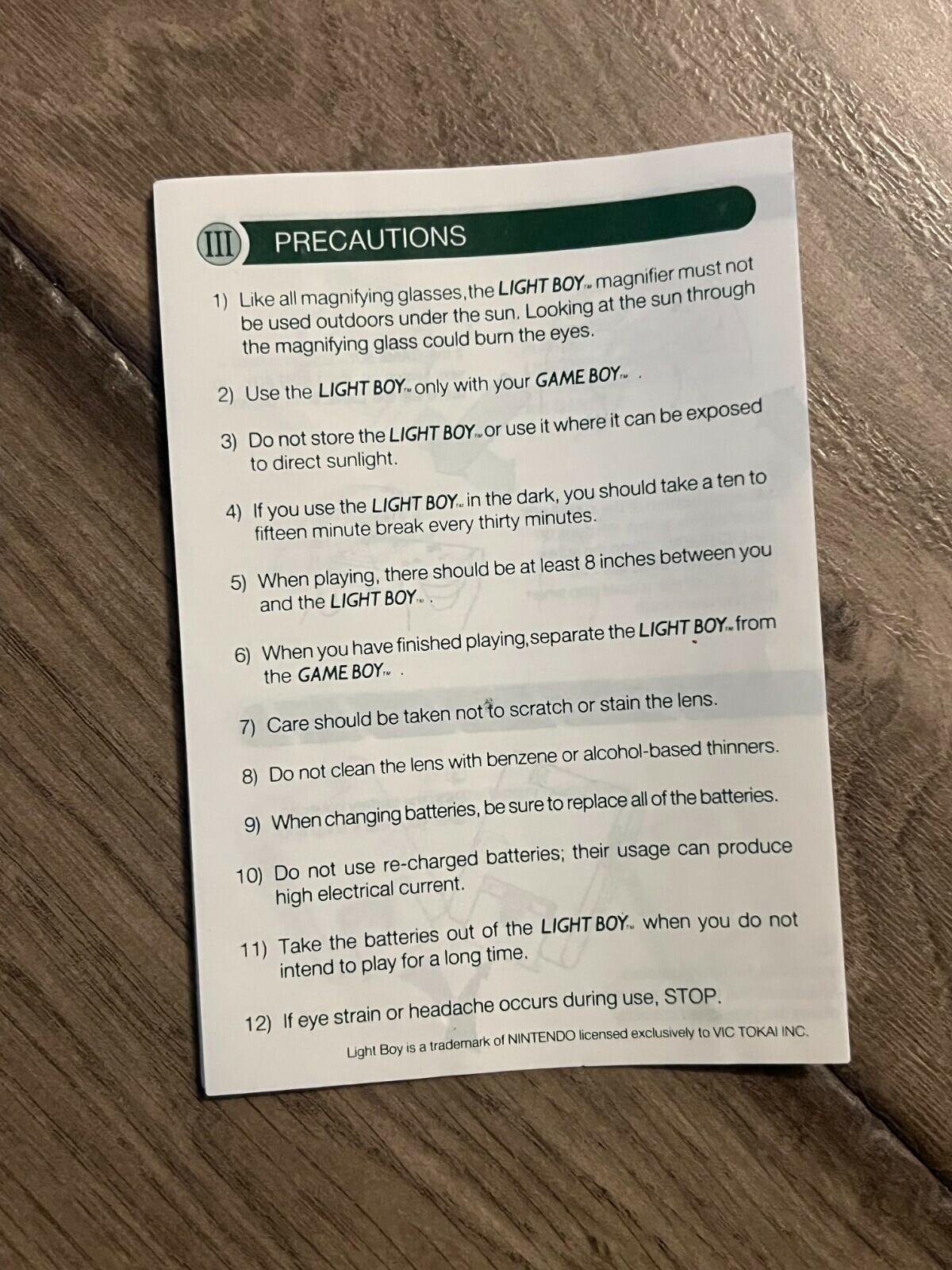 Nintendo Gameboy VIC TOKAI Light Boy Accessory Magnifier 1990 w Box