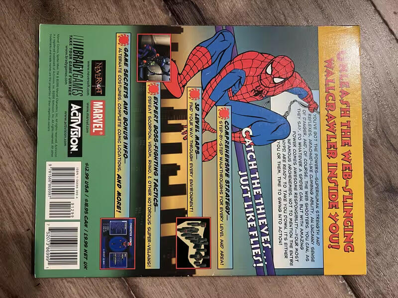 Spider-Man Official Strategy Guide Marvel Bradygames Activision PS1 2000