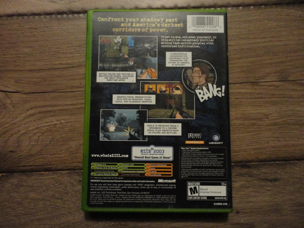 XIII (Microsoft Xbox, 2003) NO MANUAL