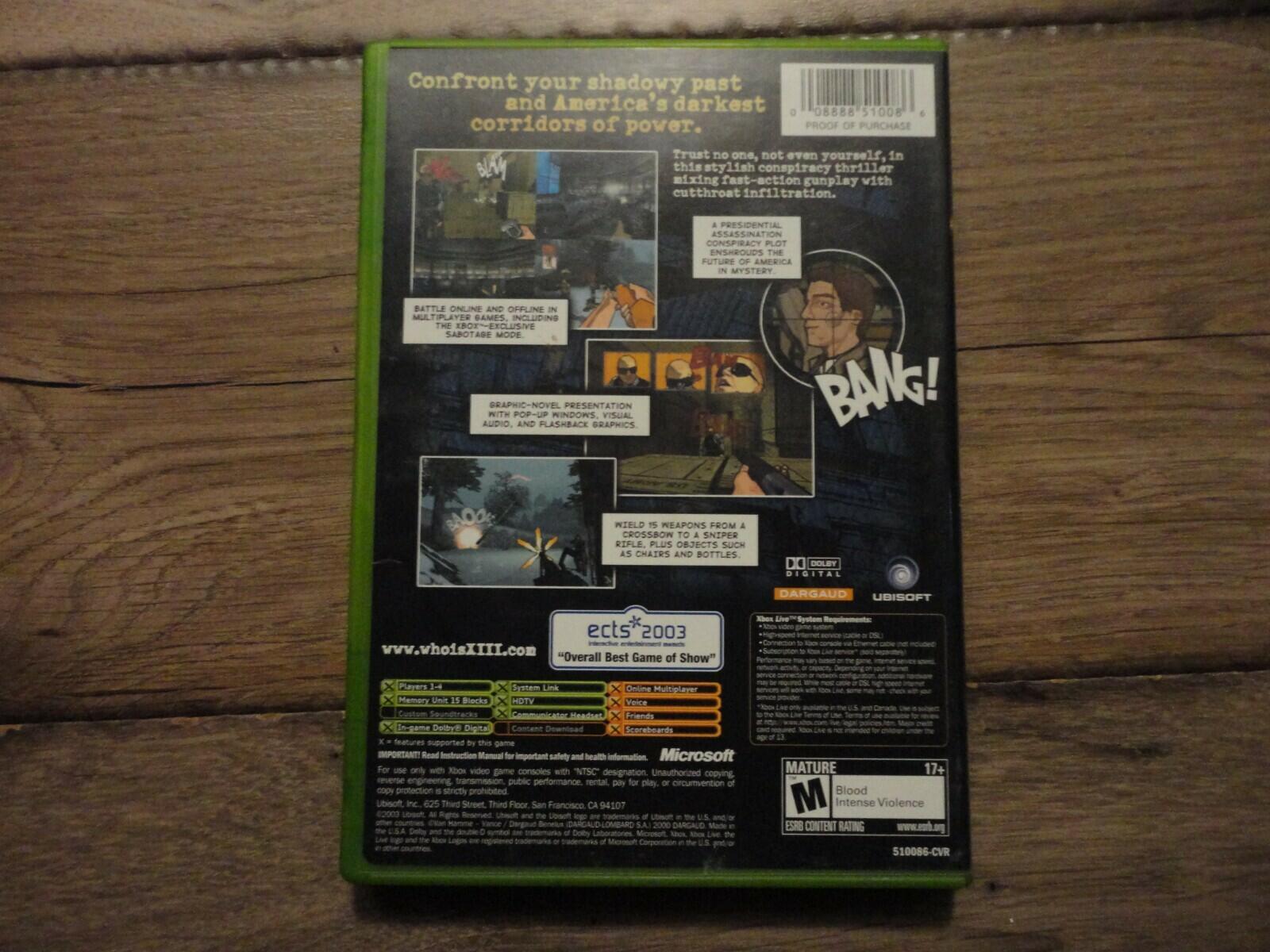 XIII (Microsoft Xbox, 2003) NO MANUAL
