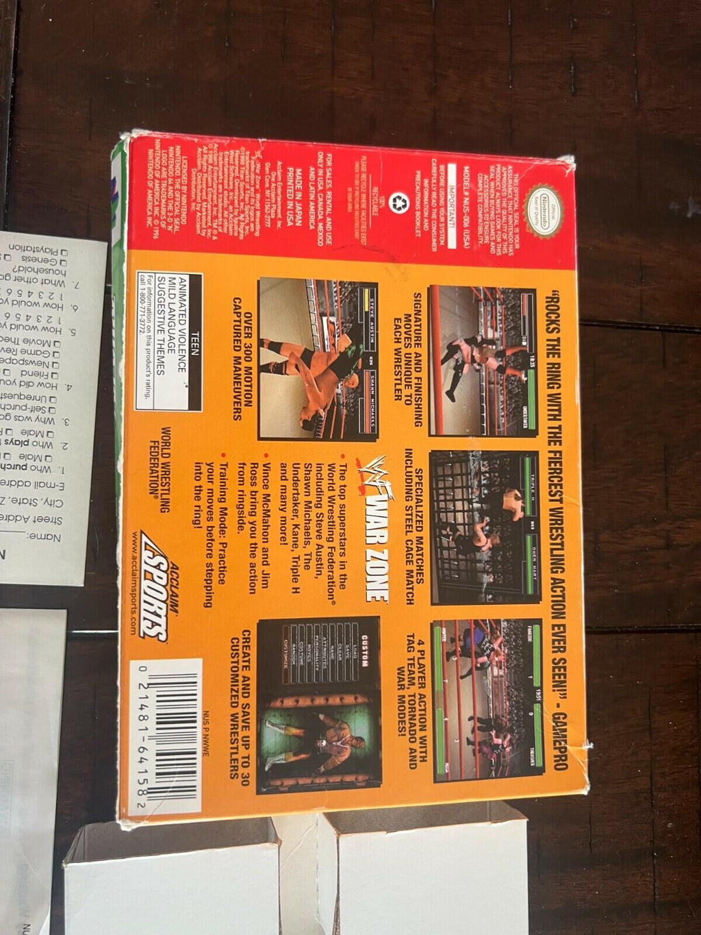 WWF War Zone (Nintendo 64, 1998) CIB NO MANUAL WITH INSERTS