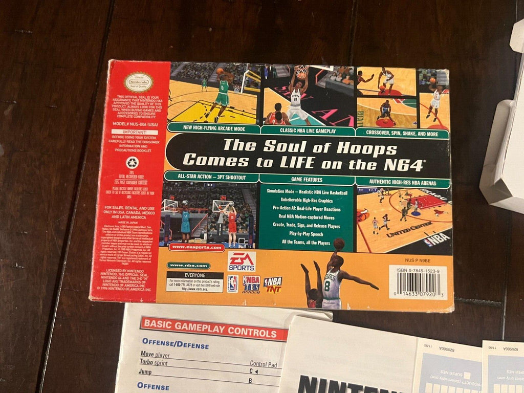 NBA Live 99 (Nintendo 64, 1998) CIB MANUAL MISSING FRONT PAGE