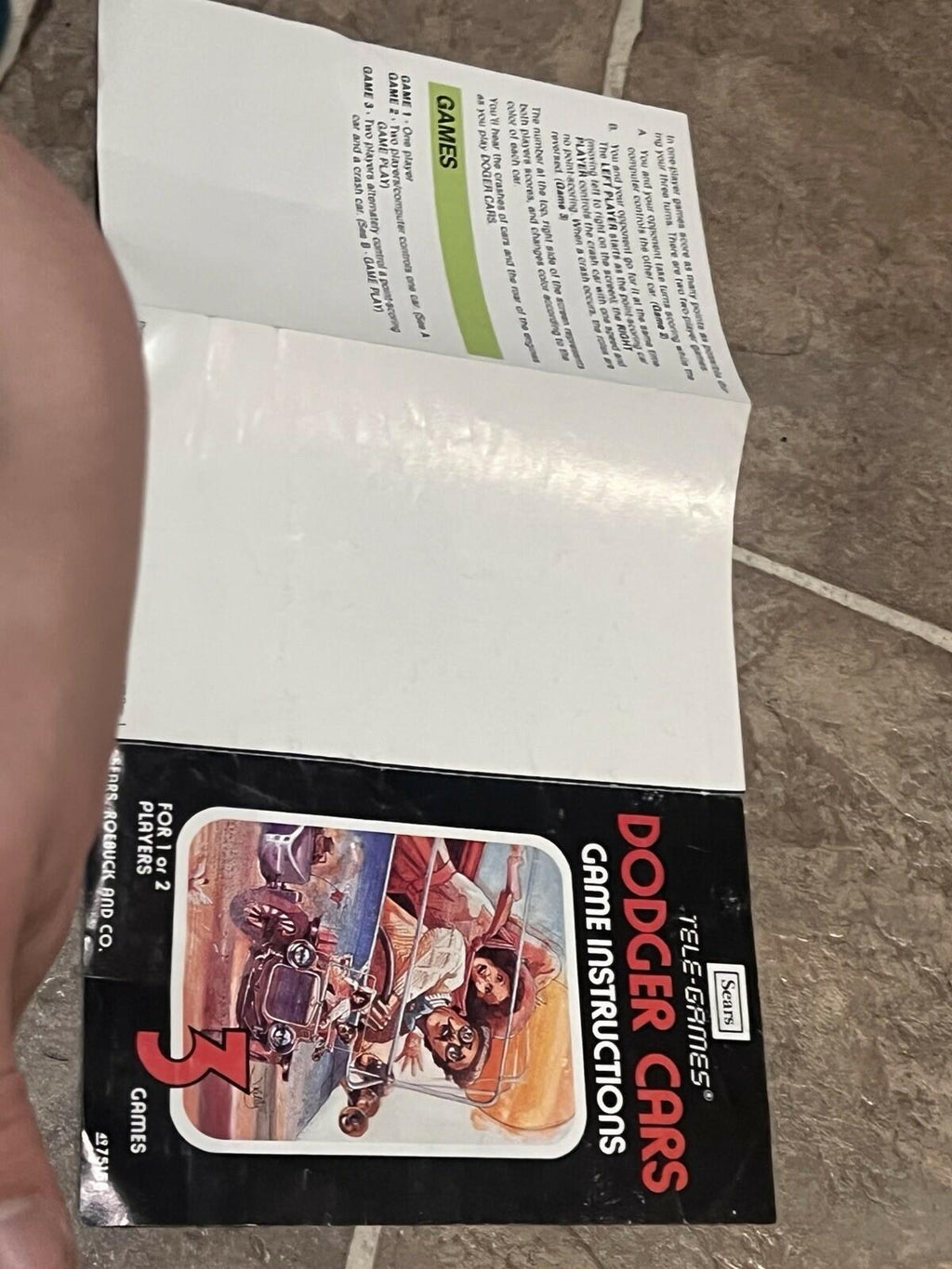 Dodger Cars Tele-Games Atari 2600 Instruction Manual Only