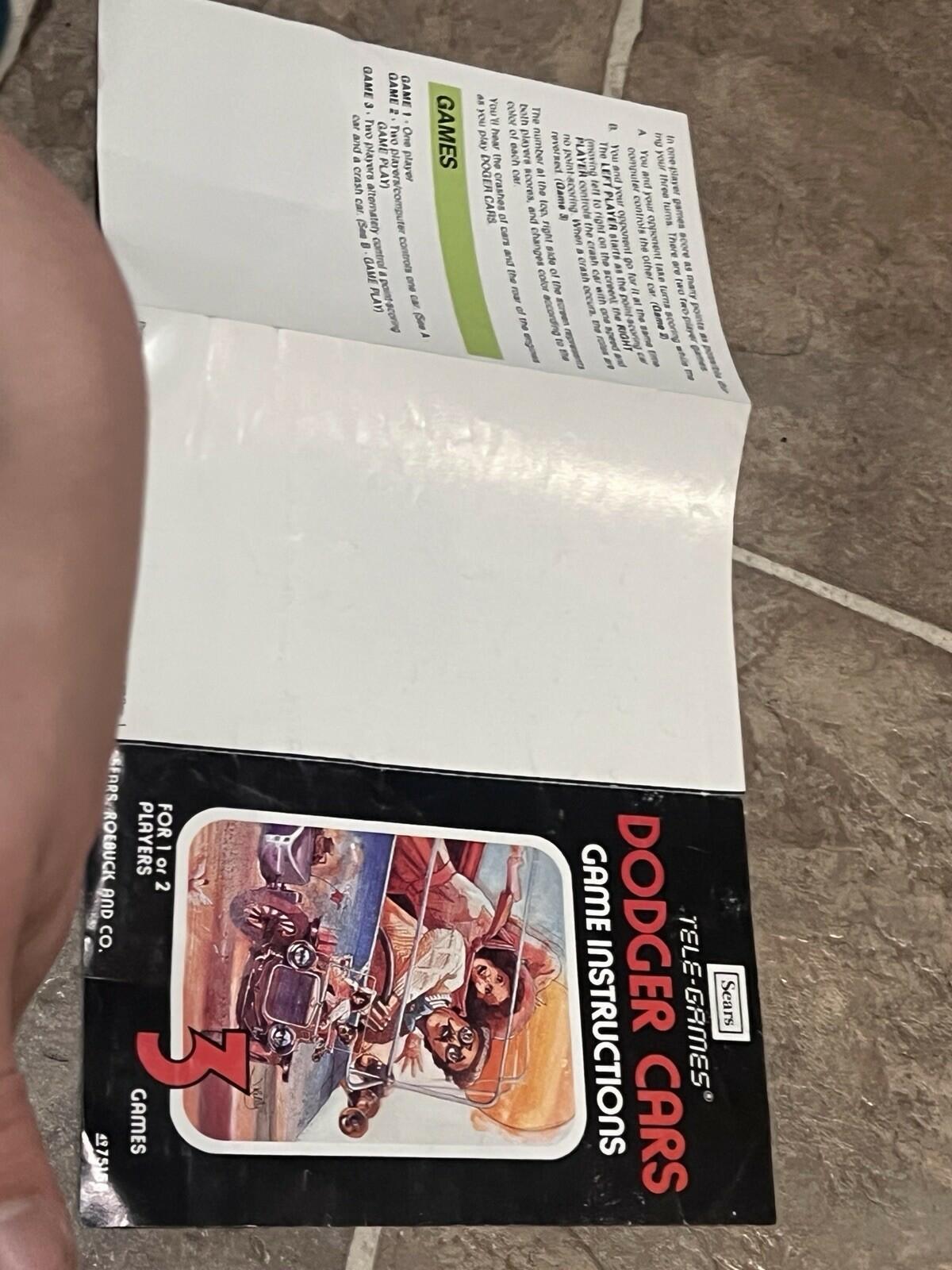 Dodger Cars Tele-Games Atari 2600 Instruction Manual Only