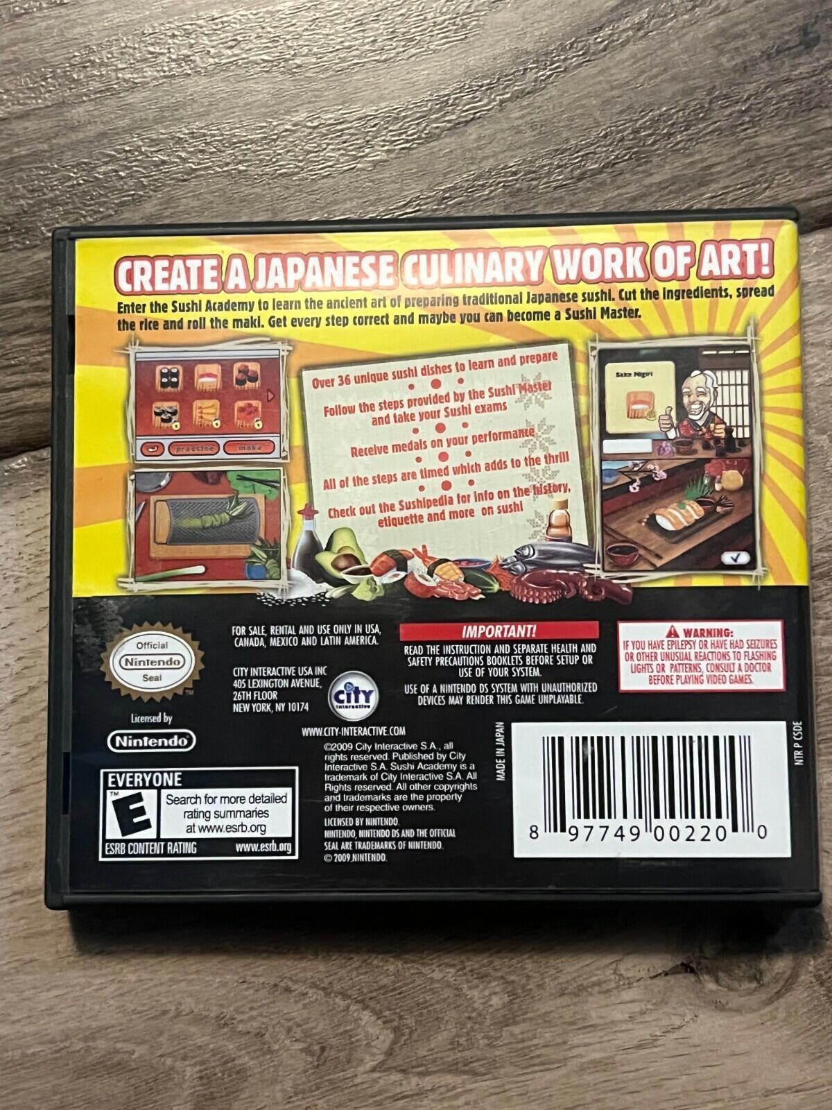 Sushi Academy (Nintendo DS, 2009) CIB
