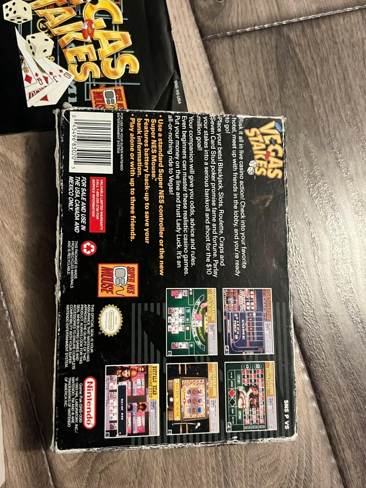 Vegas Stakes (Super Nintendo Entertainment System, 1993) CIB WITH MANUAL