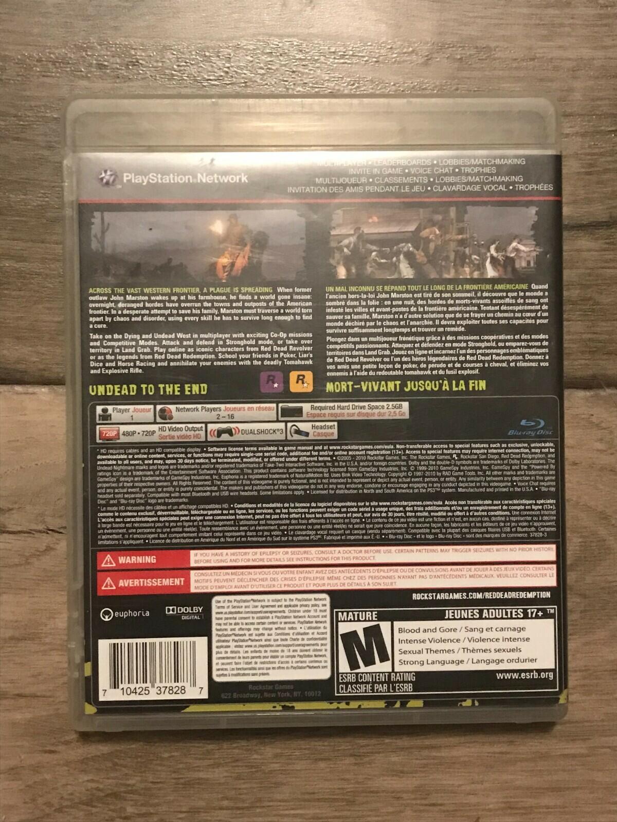 Red Dead Redemption: Undead Nightmare (Sony PlayStation 3, 2010) CIB + MAP