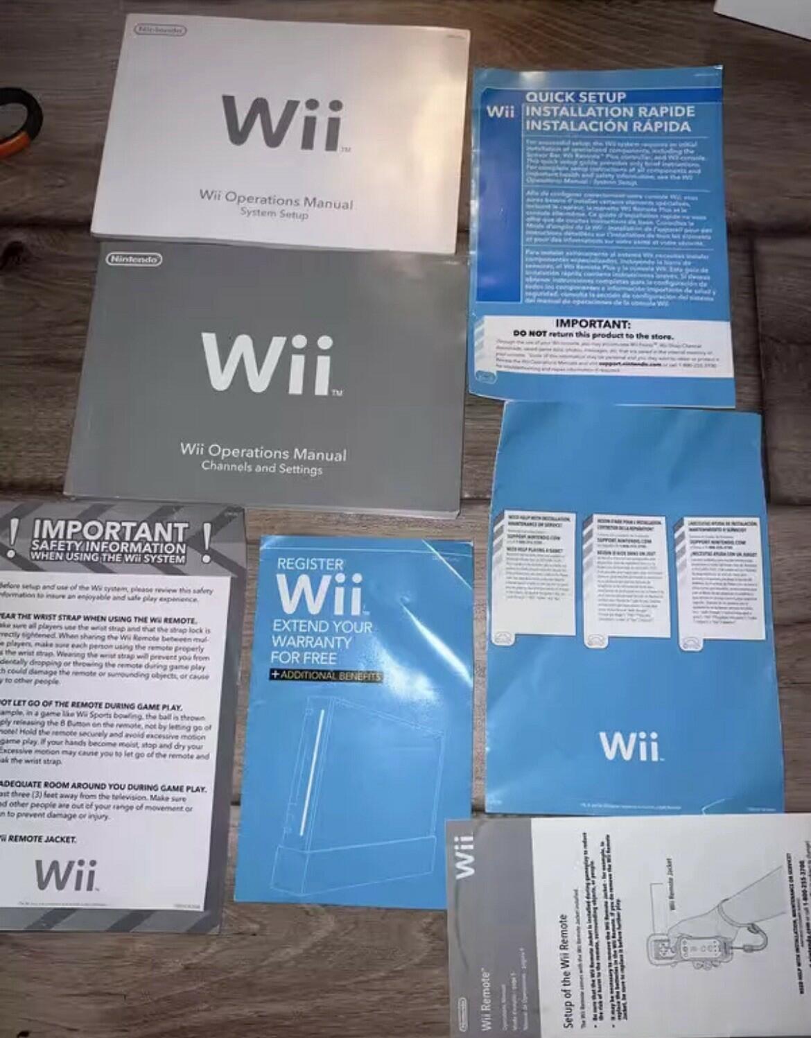 Instruction Manuals Nintendo Wii System Setup Console Operations Insert