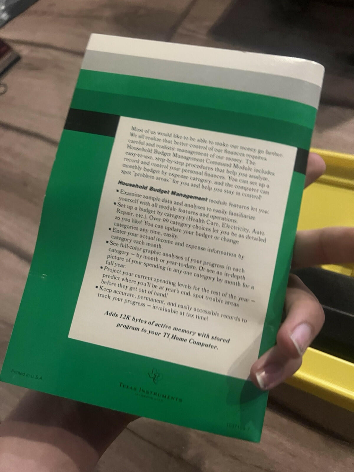 Household Budget Management (TI-99/4a Texas Instruments Home Computer, 1982) CIB