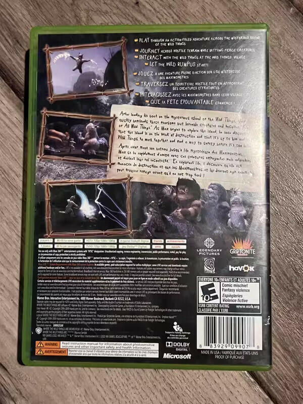 Where the Wild Things Are (Microsoft Xbox 360, 2009) CIB