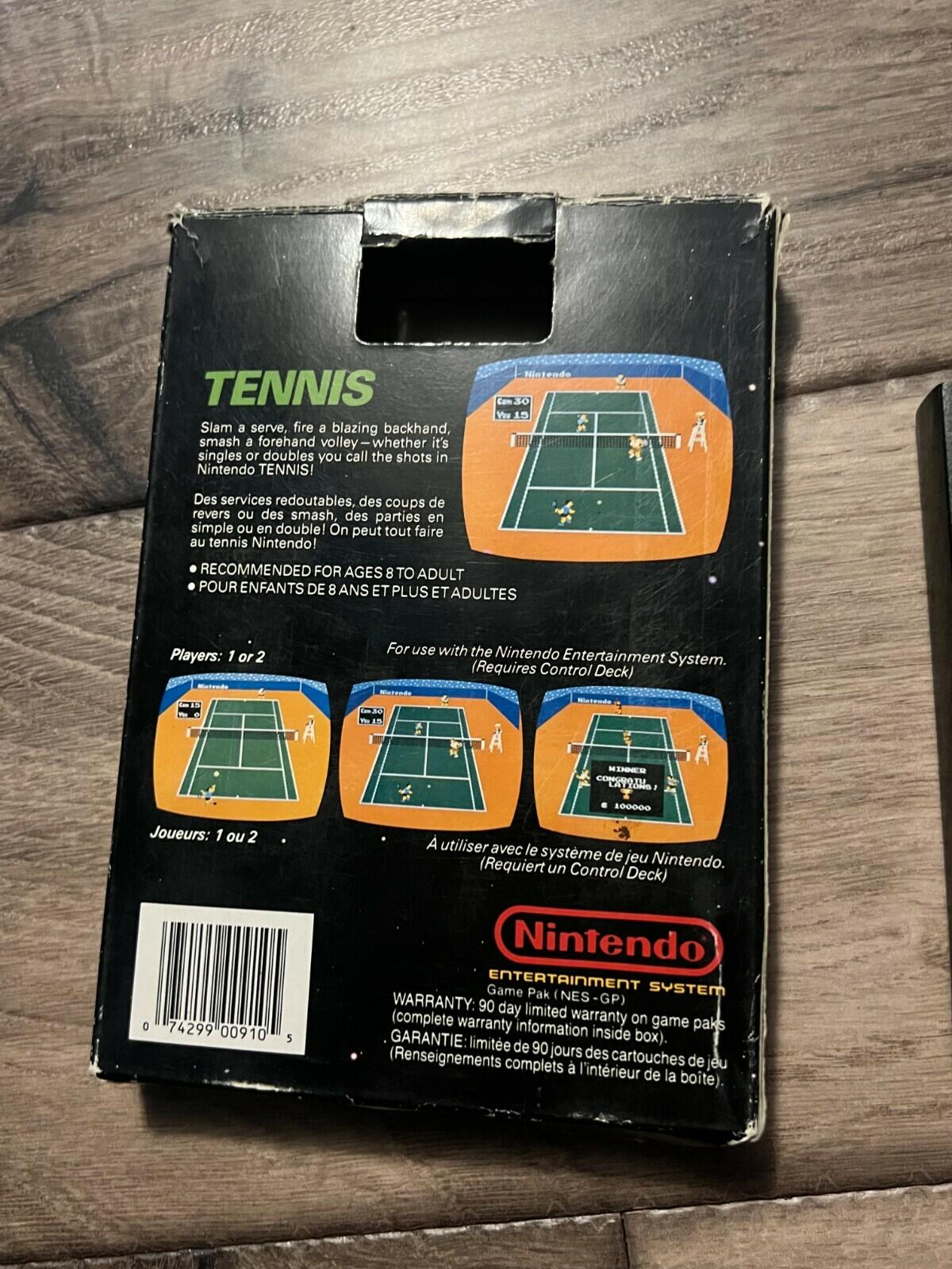 Tennis (Nintendo Entertainment System, 1985) CIB DAMAGED MANUAL THREE SCREW