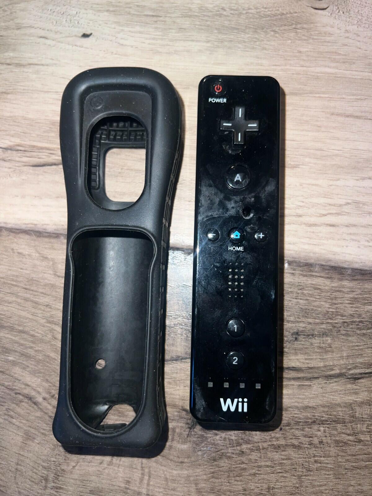 Black Wii Remote Controller With Sleeve Cover No Wristband