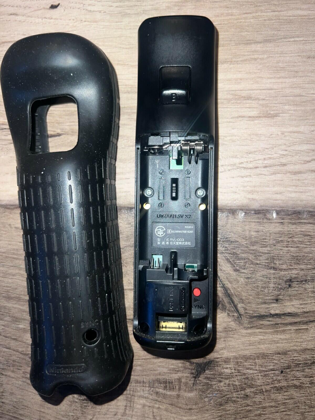 Black Wii Remote Controller With Sleeve Cover No Wristband