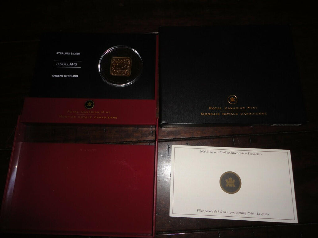 2006 Canada $3 Gold Plated Square Sterling Silver Coin: The Beaver (COA+BOX)