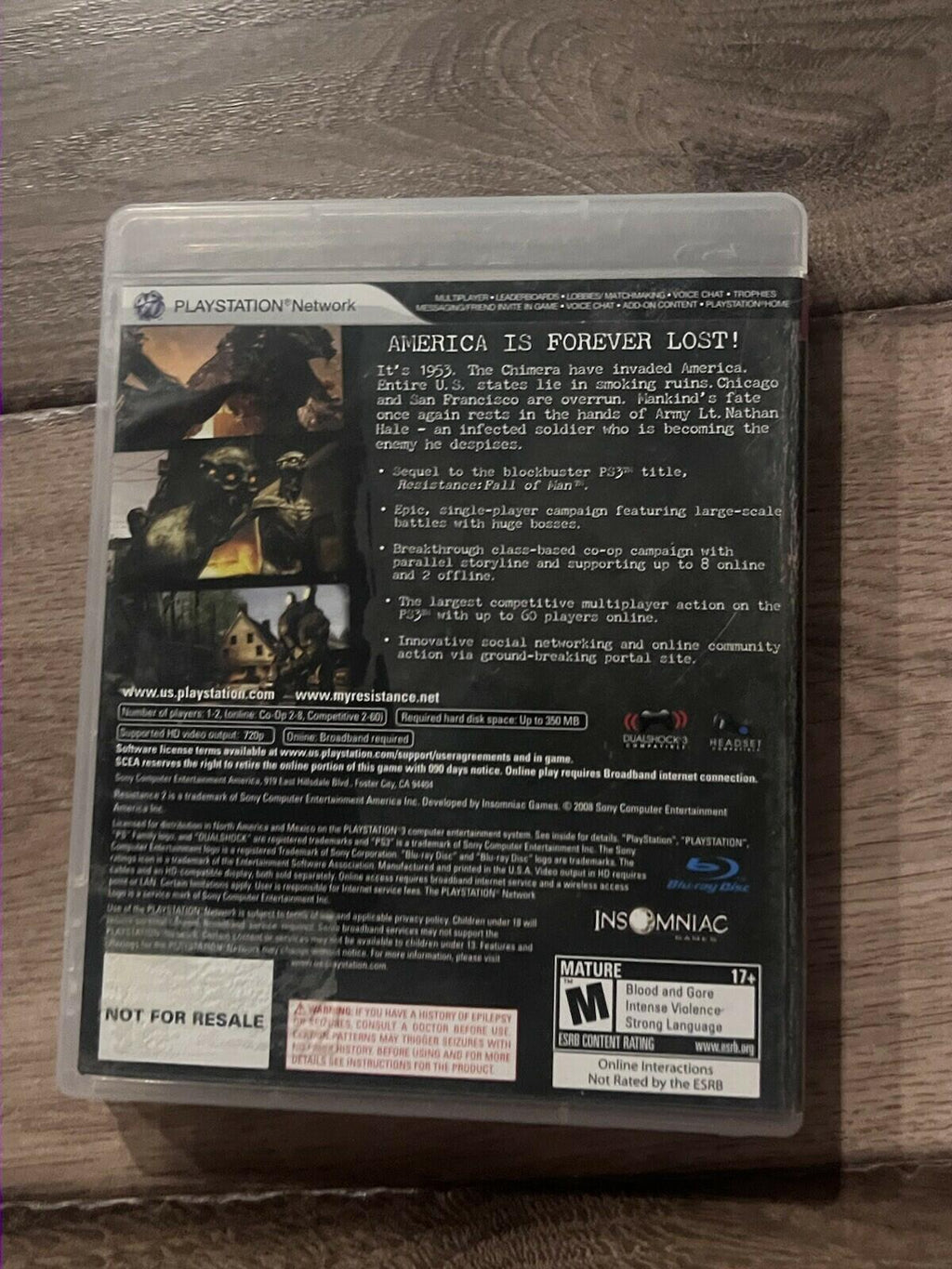 Resistance 2: Not For Resale (Sony Playstation 3, 2008) CIB