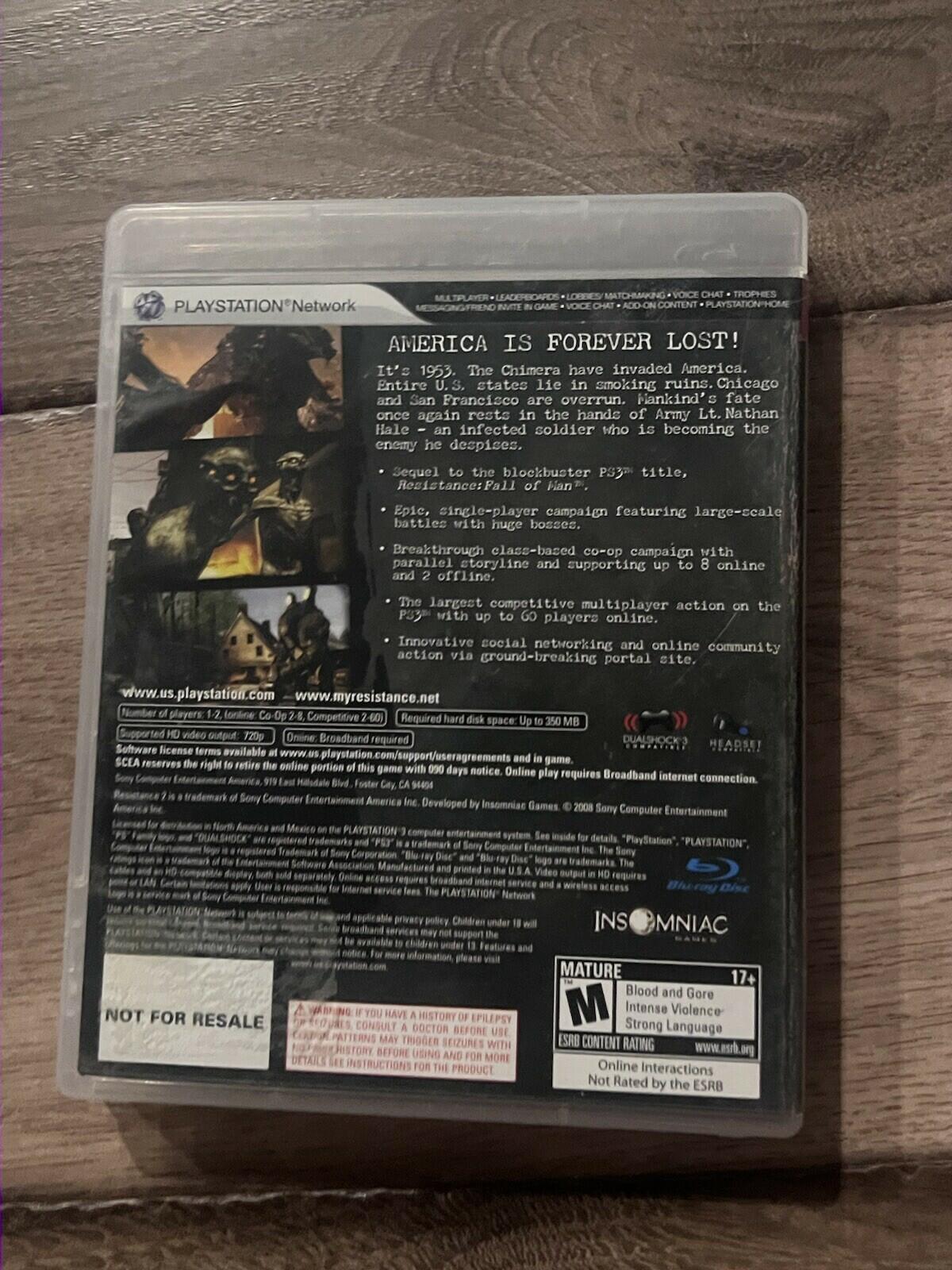 Resistance 2: Not For Resale (Sony Playstation 3, 2008) CIB