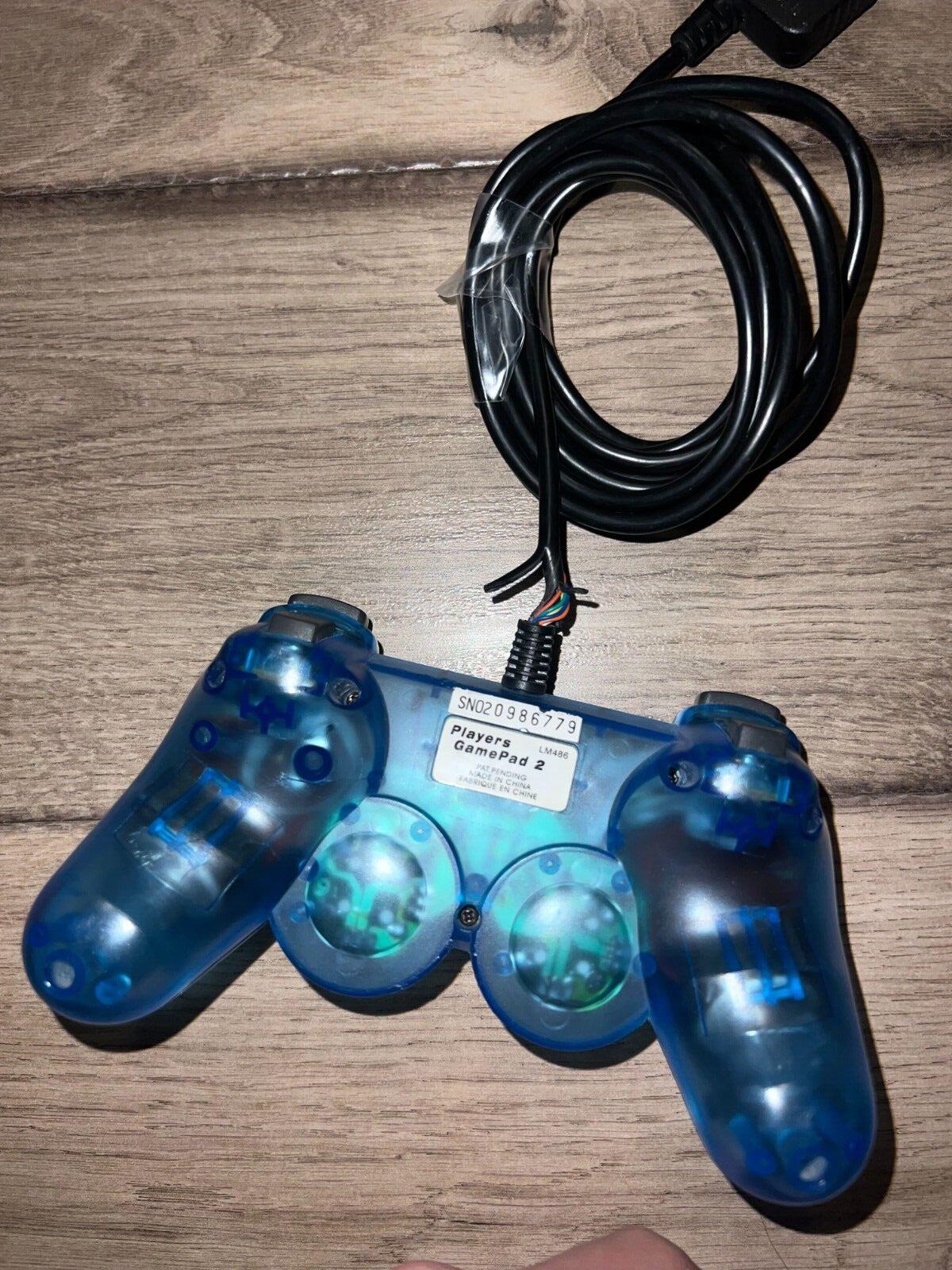 Hip Gear Playstation 2 Controller LM361 Blue Players Gamepad 2 DAMAGED WIRE