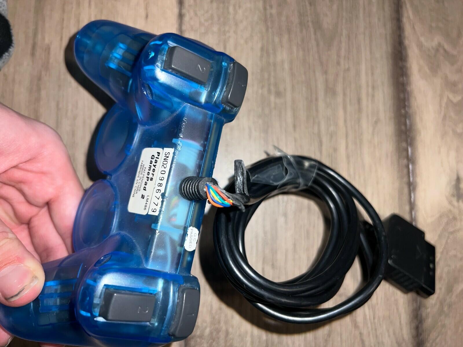 Hip Gear Playstation 2 Controller LM361 Blue Players Gamepad 2 DAMAGED WIRE