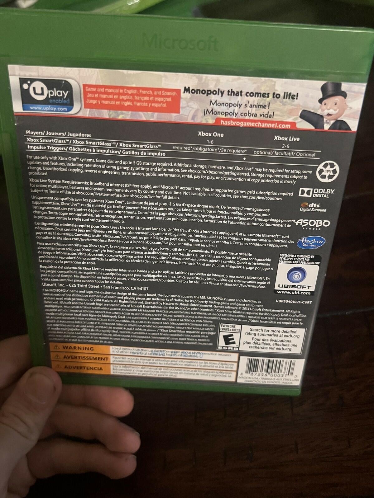 Monopoly Family Fun Pack (Microsoft Xbox One, 2014) CIB COMPLETE