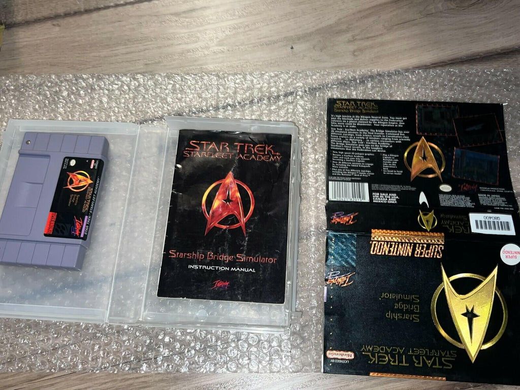 Star Trek: Starfleet Academy (SNES, 1994) RENTAL BOX CIB WITH MANUAL